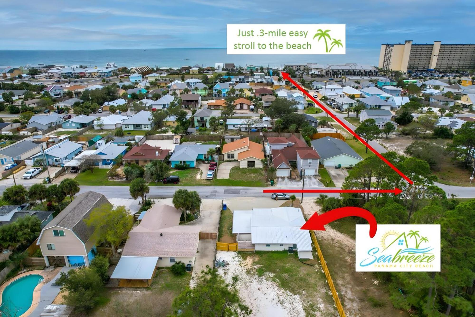 Sea Breeze House- 3 Bd 2 Ba 5 Min Walk To * Panama City Beach